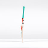 A single Gray Nicolls GEM 3.0 GN550 Cricket Bat 2026 stands upright on a white surface, showing its ultra-light blade, teal grip, and bold black, white, and red accents near the top.