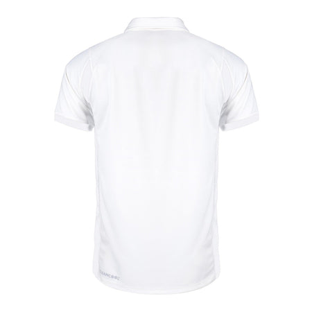 The Gray Nicolls Afghan Youth Cricket Bristol CC Pro Performance Short Sleeved Shirt is a plain white shirt with a collar and no visible logos or designs, shown from the back—ideal for Afghan Youth Cricket fans.