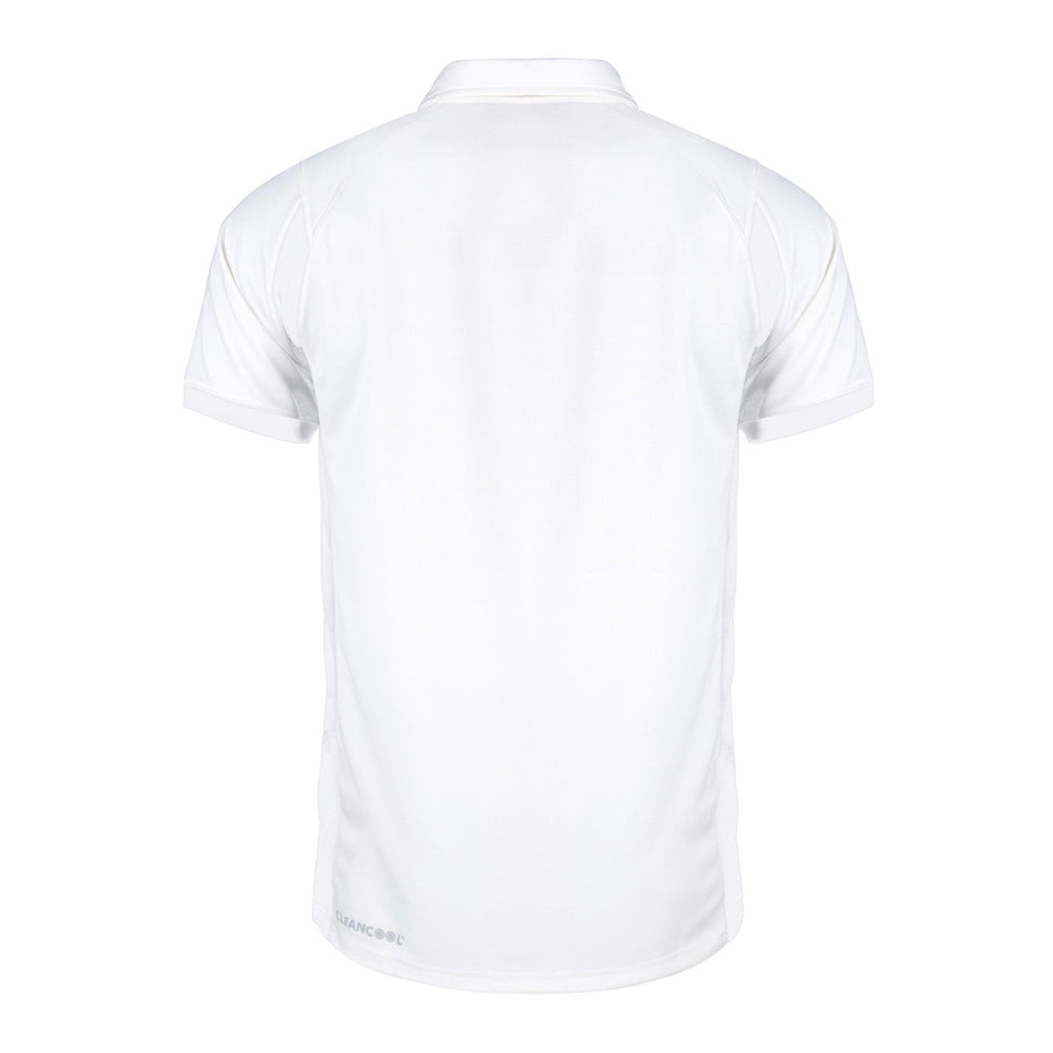 The Gray Nicolls Afghan Youth Cricket Bristol CC Pro Performance Short Sleeved Shirt is a plain white shirt with a collar and no visible logos or designs, shown from the back—ideal for Afghan Youth Cricket fans.
