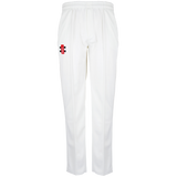 Ivory Gray Nicolls Matrix V2 Match Trousers with a tapered fit and a small red, black, and white logo on the left thigh, shown against a plain white background.