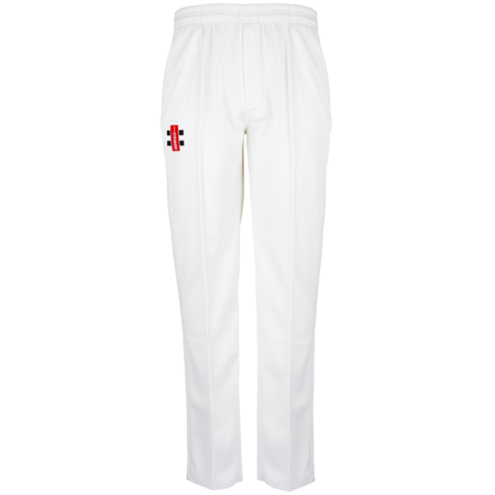 Ivory Gray Nicolls Matrix V2 Match Trousers with a tapered fit and a small red, black, and white logo on the left thigh, shown against a plain white background.