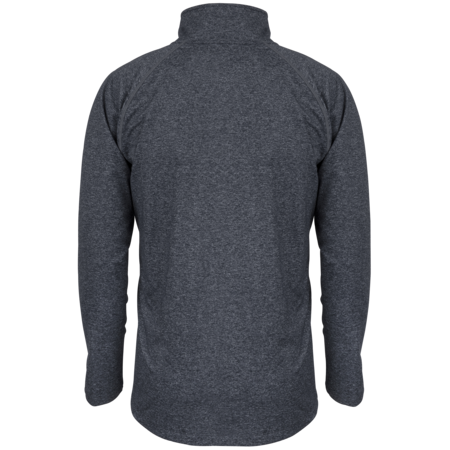 The Gray Nicolls Cam CC Velocity Mid Layer Black pullover features long sleeves, a high collar, and soft, moisture-controlling fabric. Shown from the back against a white background for a clear view of its design.