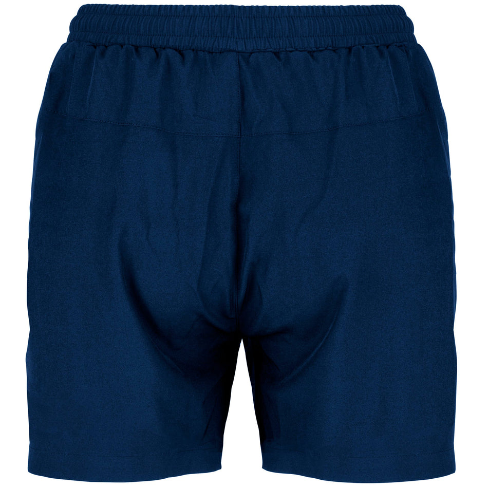 The image shows the Quedgeley & Hardwicke CC Ladies Velocity Shorts by Gray Nicolls, featuring a navy design and elastic waistband, displayed from the back against a plain white background—ideal for cricket training.