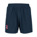 The Oldlands CC Velocity Training Shorts by Gray Nicolls are navy blue cricket training shorts featuring an elastic waistband and a small red and white logo patch near the left hem, with a plain design and no visible pockets.