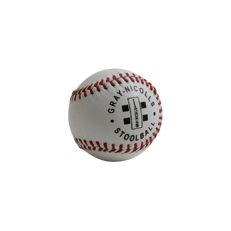 The Gray Nicolls Stoolball Ball, featuring red stitching and black Gray Nicolls branding, is designed for training and match play. Shown against a plain white background.