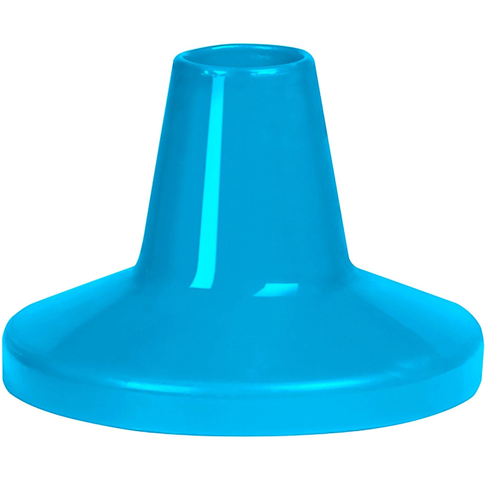 The Gray Nicolls PowerPlay Blue Batting Tee (5) features a translucent blue, cone-shaped design with a wide base and narrow top—perfect for beginners practicing straight drives. Brand: Gray Nicolls. Displayed on a white background.