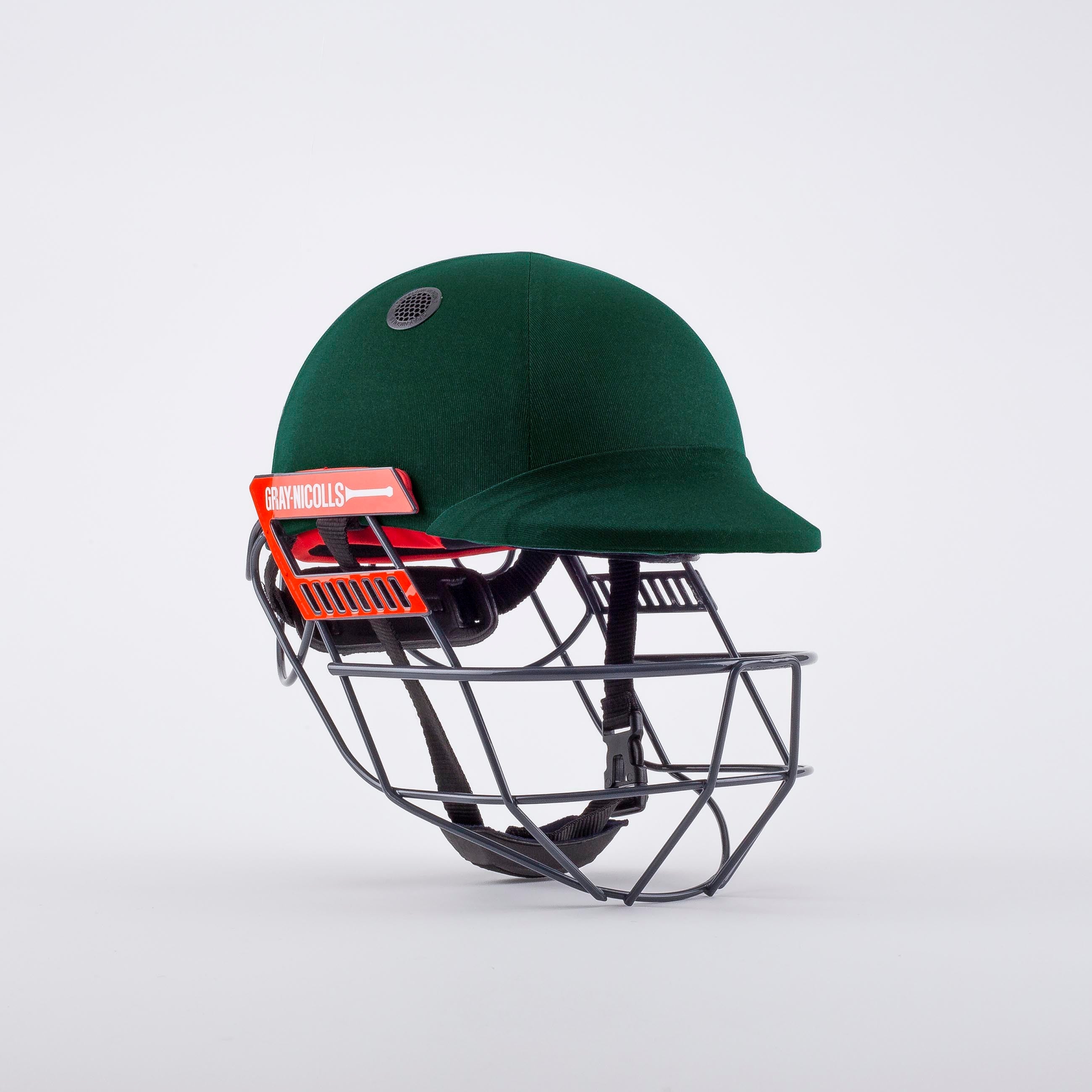 The Gray Nicolls Ultimate 360 Helmet is a green cricket helmet with a 360 faceguard for enhanced jaw protection and red Gray Nicolls branding on the side, displayed against a plain white background.