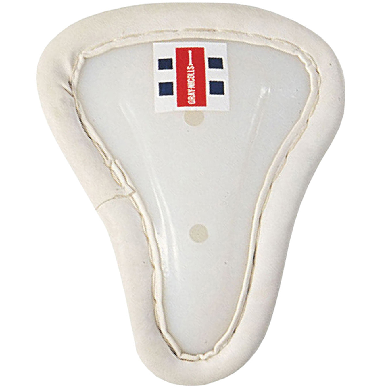 The Gray Nicolls Female Abdo Guard is a white women's cricket box with padded edges and a small red and blue label at the top, combining style, comfort, and protection.