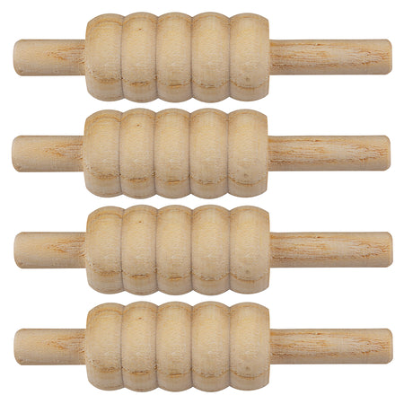 Four Gray Nicolls Standard Bails by Gray Nicolls are arranged in parallel rows on a white background, resembling lightweight cricket bails neatly lined up for display.