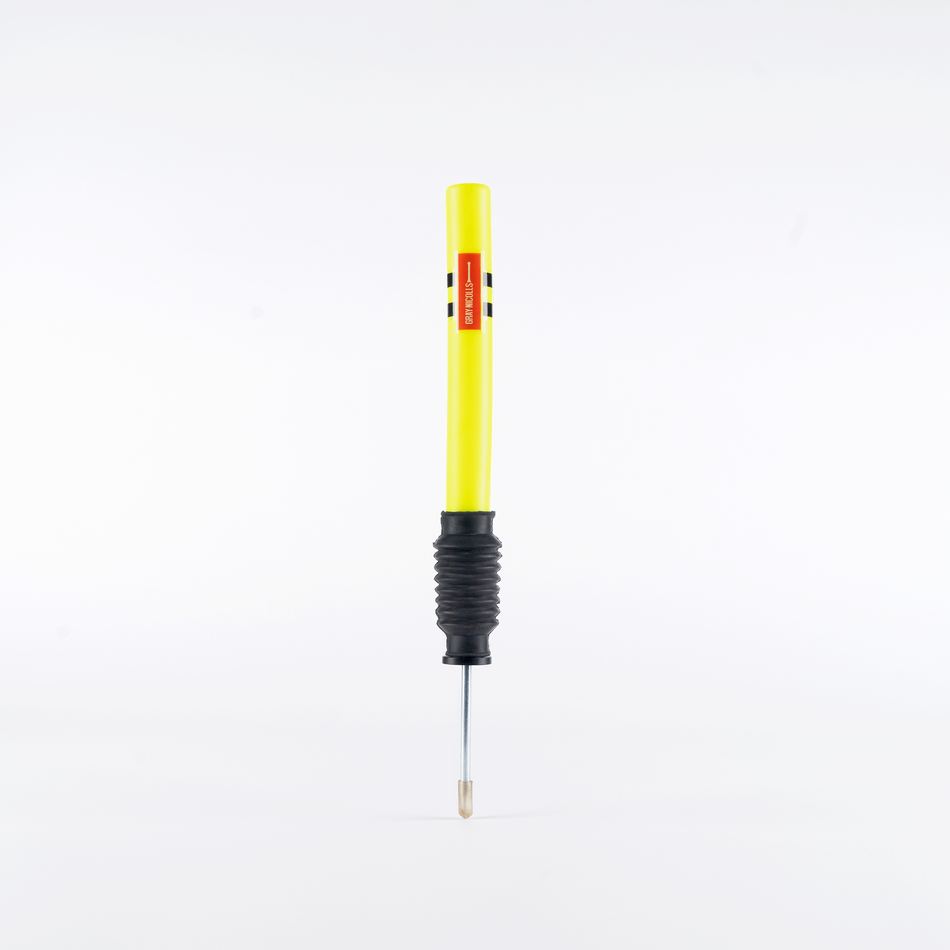 The Gray Nicolls Target Stump Half Size, by Gray Nicolls, stands upright on a white background like a small fielding drill target.