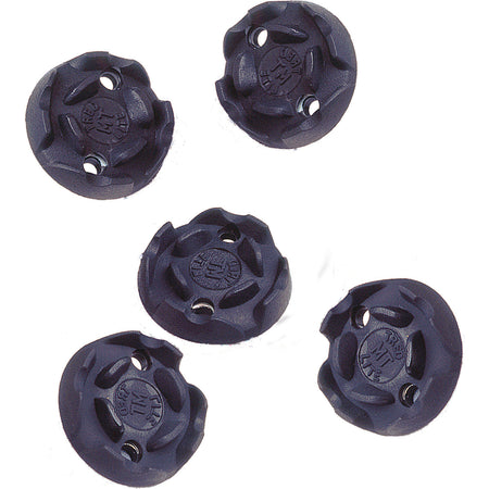 Twenty black, round Gray Nicolls Rubber Spikes with textured grooves and holes are shown on a white background. Each stud features raised markings and a grippy surface—ideal replacements for Gray Nicolls shoes.
