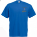 The Martin Berrill Sports Checkers Gymnastics T-Shirt in royal blue features a vibrant logo and "Checkers UK 2023" text above a red kangaroo and checkerboard pattern on the left chest.