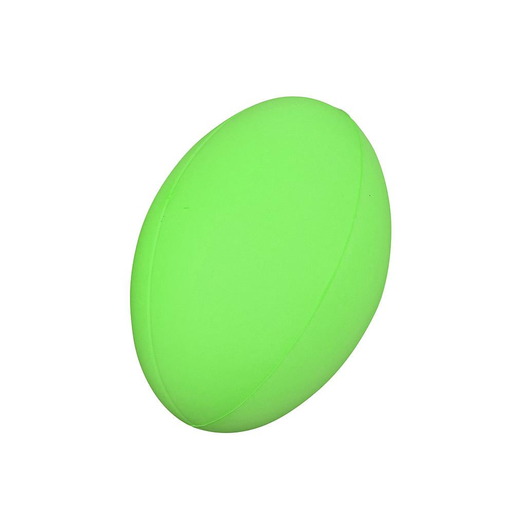 The Reydon Sports Uncoated Foam Rugby Ball is a bright green, oval-shaped ball ideal for indoor or outdoor play. Lightweight and easy to handle, it's perfect for fun and safe rugby games in any setting.
