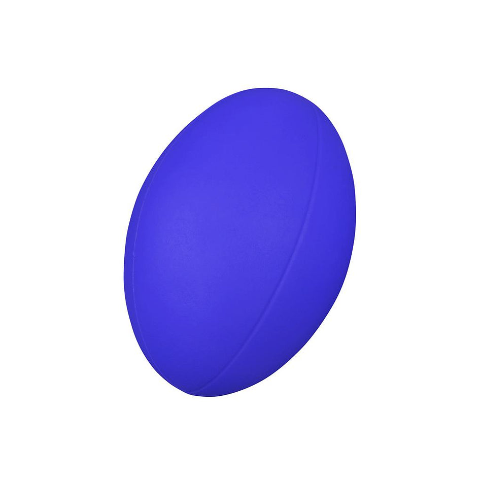 The Reydon Sports Coated Foam Rugby Ball in blue, size 3, features a smooth-coated foam surface and is displayed against a white background.