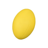 A yellow, oval-shaped Reydon Sports Coated Foam Rugby Ball, size 3, resembling a rugby or American football, is shown against a plain white background.