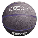 The Exsom Rubber Medicine Ball features a black textured rubber surface with purple lines, the Exsom logo in white, and "1 KG" at the bottom—perfect for strength training or functional workouts.