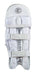 The Hunts County Evolution Batting Pads are white with quilted padding, lightweight PU cover, three adjustable straps, and high-density foam. The Hunts County logo is at the top; "Evolution" appears partially on the shin area.