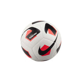 A Nike Park 2.0 Football by Nike in White/Red, size 5, featuring black and red geometric patterns, a black swoosh logo, and "PARK" on one panel; a durable soccer ball shown on a white background.