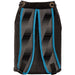 The Gunn & Moore Cricket Ball Bag - Black/Blue by Gunn & Moore is a durable black drawstring backpack, showcased from the back with black and gray striped straps outlined in blue and two metal grommets at the top. Featuring adjustable shoulder straps and sturdy construction, this versatile bag is perfect as a stylish cricket ball bag or for everyday use.