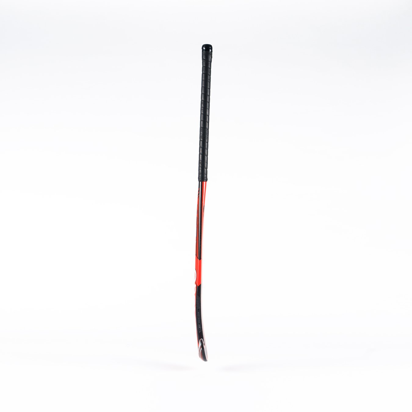 A single black and red Grays DB7+ Hockey Stick stands upright against a plain white background, highlighting its advanced Graphene construction.