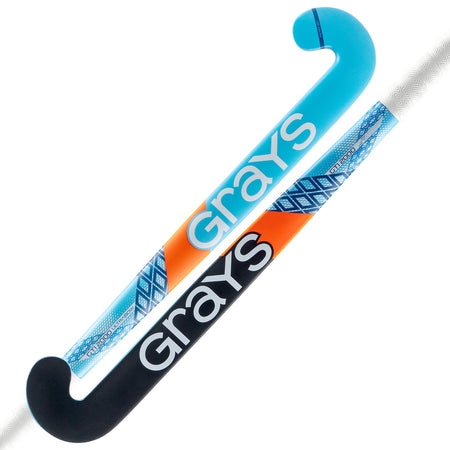 Two Grays GTI2000 Ultrabow Indoor Hockey Sticks in blue, both featuring the Grays logo in large white letters along the shaft.