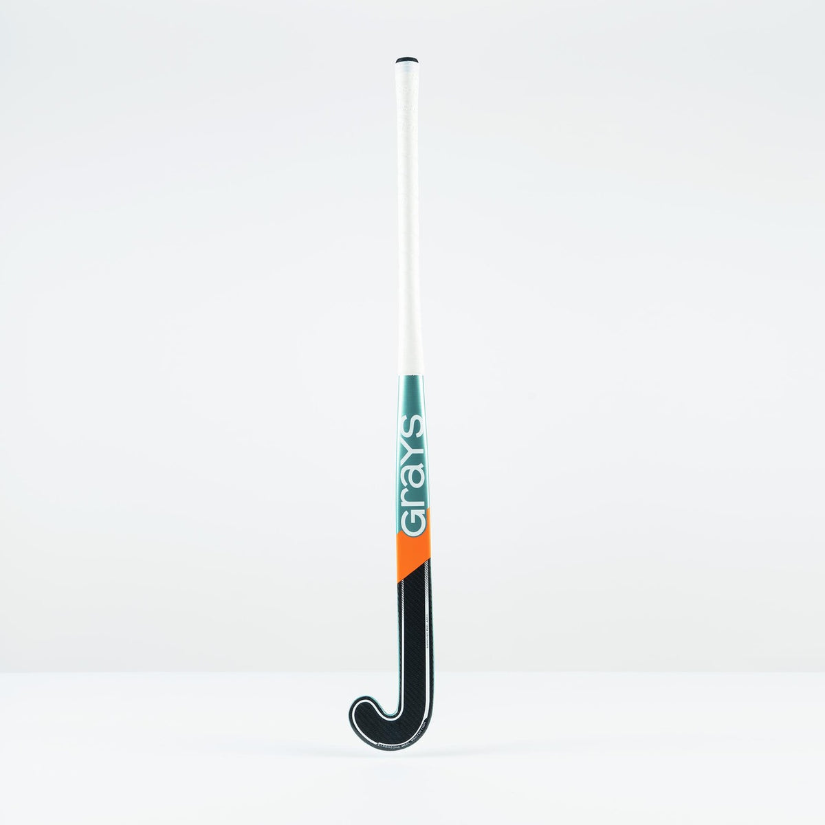The Grays DB 5 Senior Hockey Stick 2026 features a black curved blade, white grip, and green, orange, and white Grays branding—perfect for players wanting intermediate control.