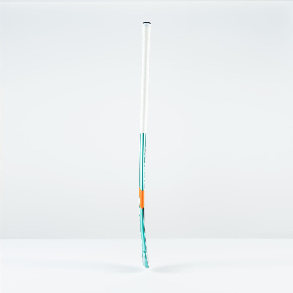 The Grays DB 5 Senior Hockey Stick 2026 by Grays, with a white handle, teal shaft, and orange accent, stands upright against a white background, offering intermediate control for players who value precision.