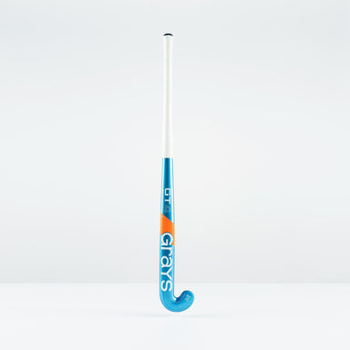 The Grays GT 4 Junior Hockey Stick 2026, in blue and designed for intermediate control, stands upright against a plain white background.