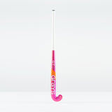 The Grays GT 4 Junior Hockey Stick 2026, featuring a hot red design and the Grays logo, stands upright against a plain white background.