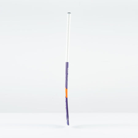 The Grays GT 3 Senior Hockey Stick 2026 stands upright on a white surface, featuring a white grip, purple shaft, and orange accent—perfect for players seeking balanced performance with moderate power and control.