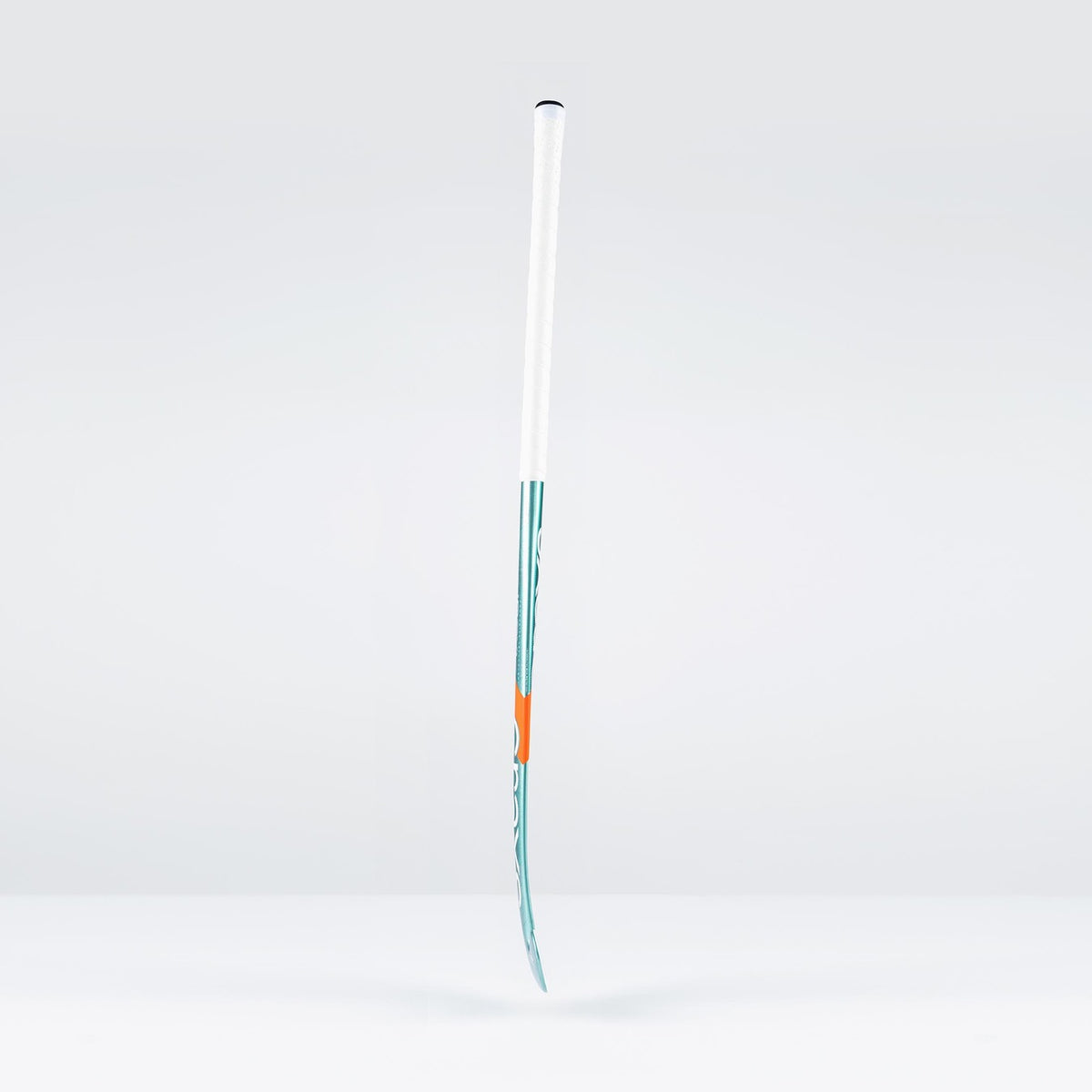 The Grays JB8Xi Jumbow Indoor Senior Hockey Stick features a Jumbow blade, white grip, and teal shaft with orange and white accents, shown upright against a plain light background.