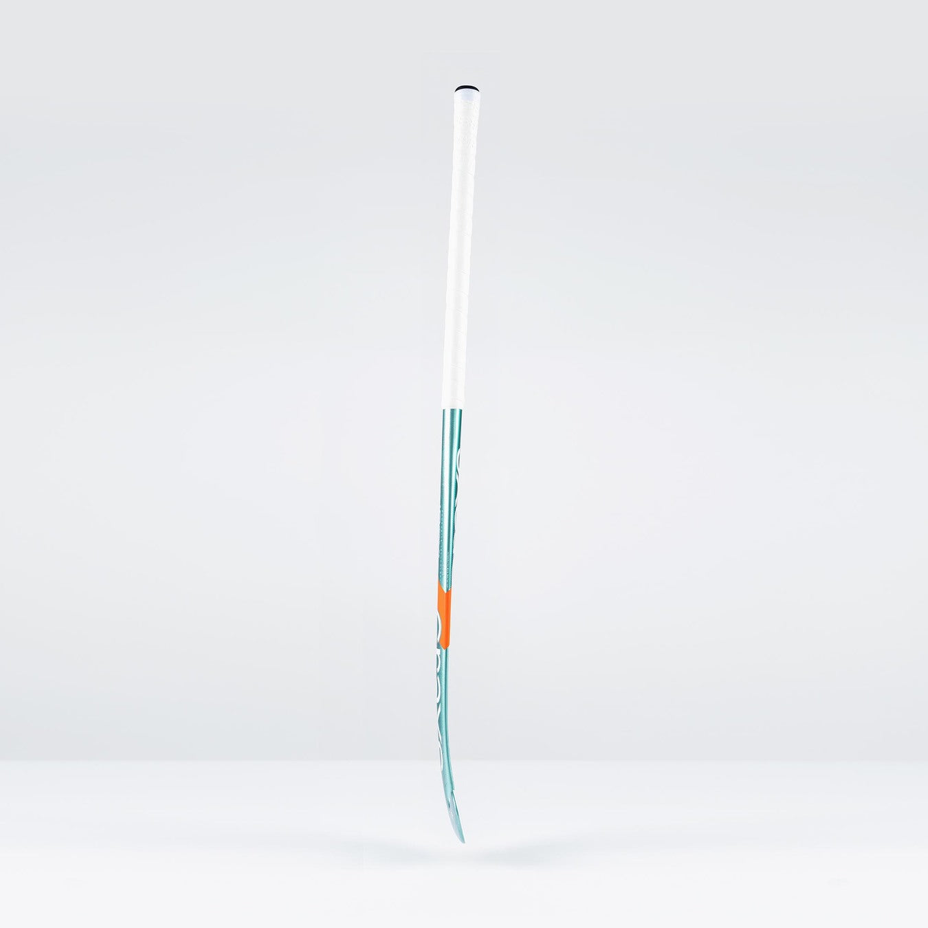 The Grays JB8Xi Jumbow Indoor Senior Hockey Stick features a Jumbow blade, white grip, and teal shaft with orange and white accents, shown upright against a plain light background.