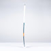The Grays DB4Xi Dynabow Indoor Senior Hockey Stick 2026 stands upright against a white background, featuring a white grip, blue shaft, and orange accent—its sleek form highlighting the quality craftsmanship from Grays.