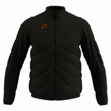 The Grays GTS Performance Full Zip Jacket is a black, quilted, water-repellent jacket by Grays with long sleeves and a small orange square logo on the left chest, shown against a white background.
