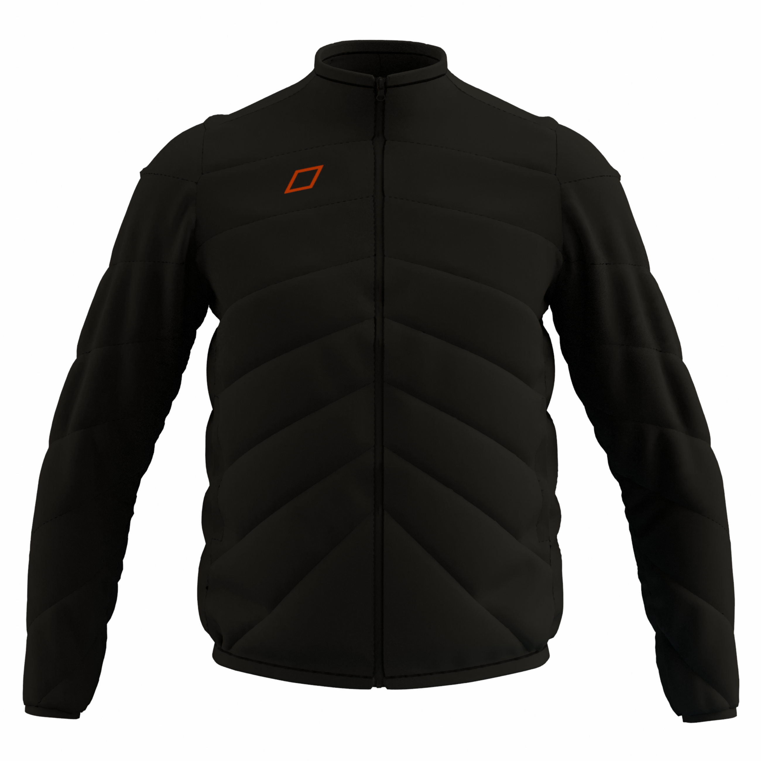 The Grays GTS Performance Full Zip Jacket is a black, quilted, water-repellent jacket by Grays with long sleeves and a small orange square logo on the left chest, shown against a white background.