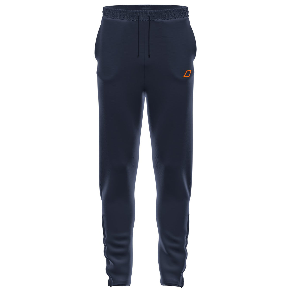 Grays GTS Mens Training Trousers by Grays in Dark Navy, featuring an elastic waistband, drawstring, and a small orange logo on the upper left thigh, designed for peak performance and shown on a white background.