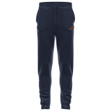 Grays GTS Mens Training Trousers by Grays in Dark Navy, featuring an elastic waistband, drawstring, and a small orange logo on the upper left thigh, designed for peak performance and shown on a white background.