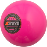The Grays Indoor Hockey Ball is a bright pink indoor field hockey ball featuring the black and orange Grays logo, marked "3-Star construction, Multi Surface Smooth" on the side.