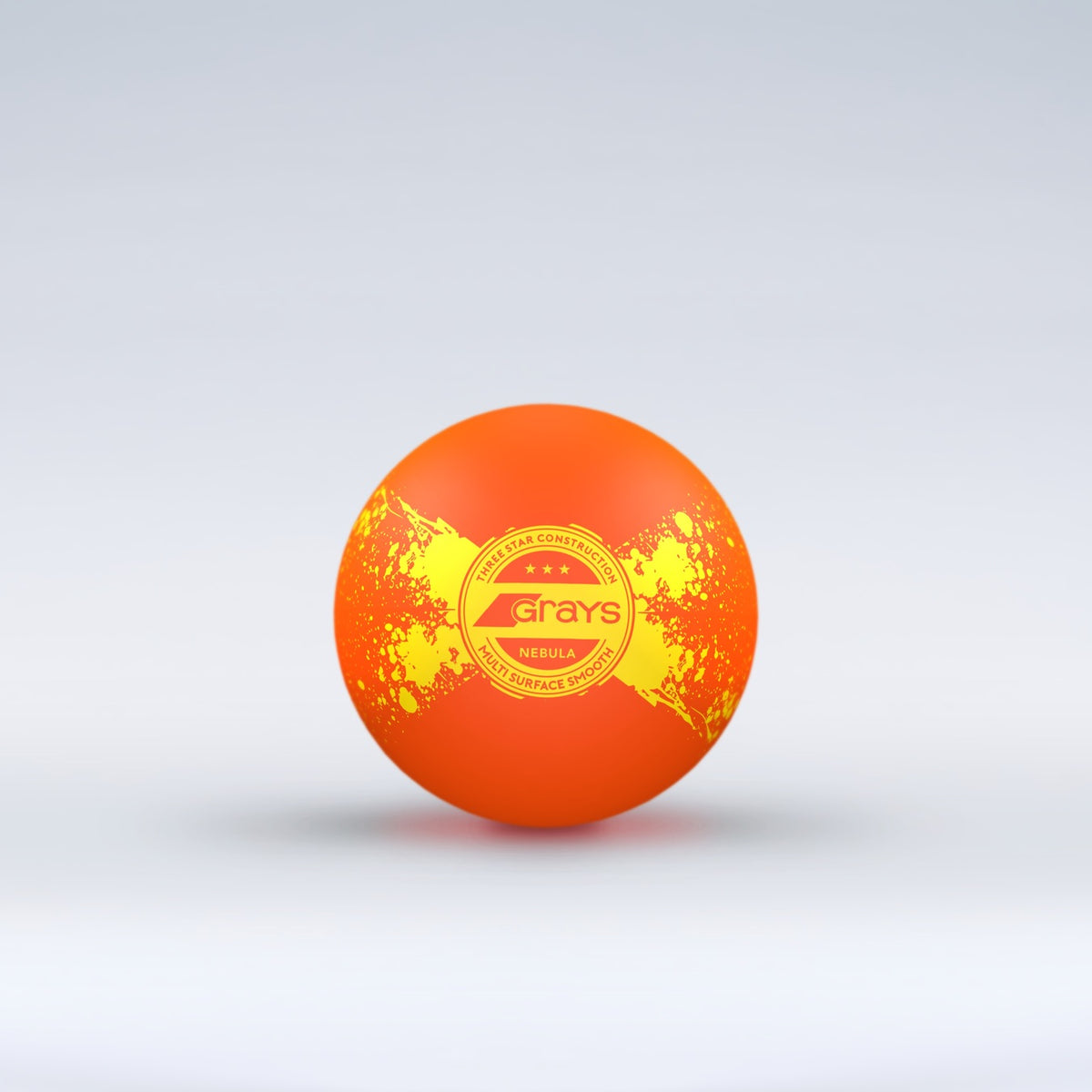 The Grays Novelty Hockey Ball 2026 features a vibrant orange design with yellow splashes, 3-star construction, and a central logo—perfect for hockey players who value quality performance. Brand: Grays.