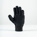 The Grays Prime Full Hockey Glove by Grays, featuring a black FlexShell design with a textured honeycomb pattern on the palm and fingers, stands upright on a white surface against a plain white background.