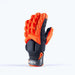 A single red Grays Apex Full Hockey Glove stands upright with the palm facing left, featuring heavy knuckle padding, EVA Foam construction, and a wrist strap labeled "Grays.