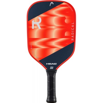 The Head Radical Elite Pickleball Racket features a red and black design, black grip handle, and durable honeycomb core for enhanced performance.