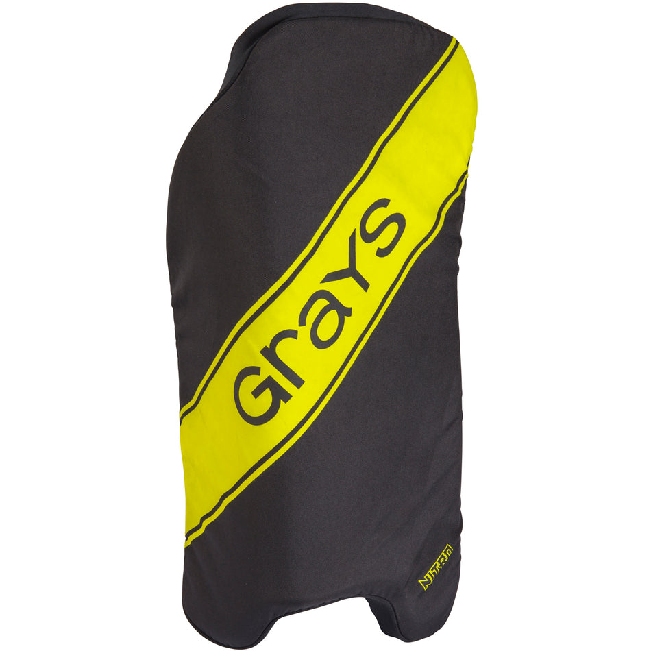 Black and yellow Grays Nitro Indoor Pad Covers with an elastic design, featuring the Grays brand name printed diagonally across the front.
