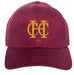 The Martin Berrill Sports Custom Baseball Cap features maroon fabric, yellow overlapping HC logo embroidery, and '1984' on the front—order with no minimum required.