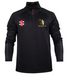 The Gray Nicolls Hillesley CC Pro Thermo Fleece is a black, long-sleeve wicking jacket with a red quarter-zip, checkered sleeve details, and two chest logos including the “Hillesley CC” badge featuring a cricket player.