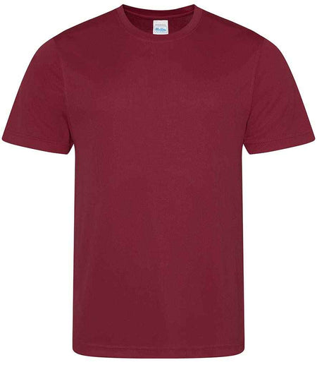 The Gray Nicolls Hatherley & Reddings CC Academy Tee Shirt, a plain maroon short-sleeve crew neck, is shown on a white background and offered in junior and senior sizes.