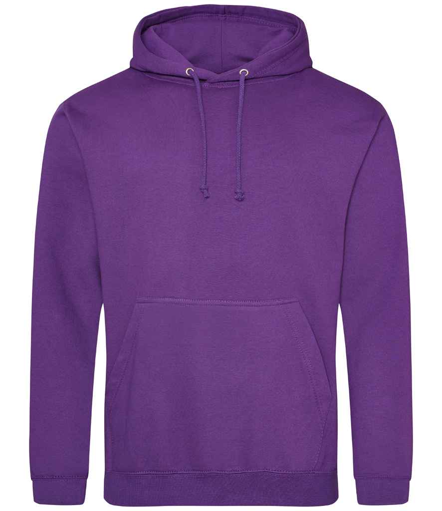 The Martin Berrill Sports Hawkeswood Royals Hoody is a plain purple sweatshirt with a front pocket and drawstrings, inspired by the Hawkeswood Royals Purple Tee Shirt, shown against a white background.