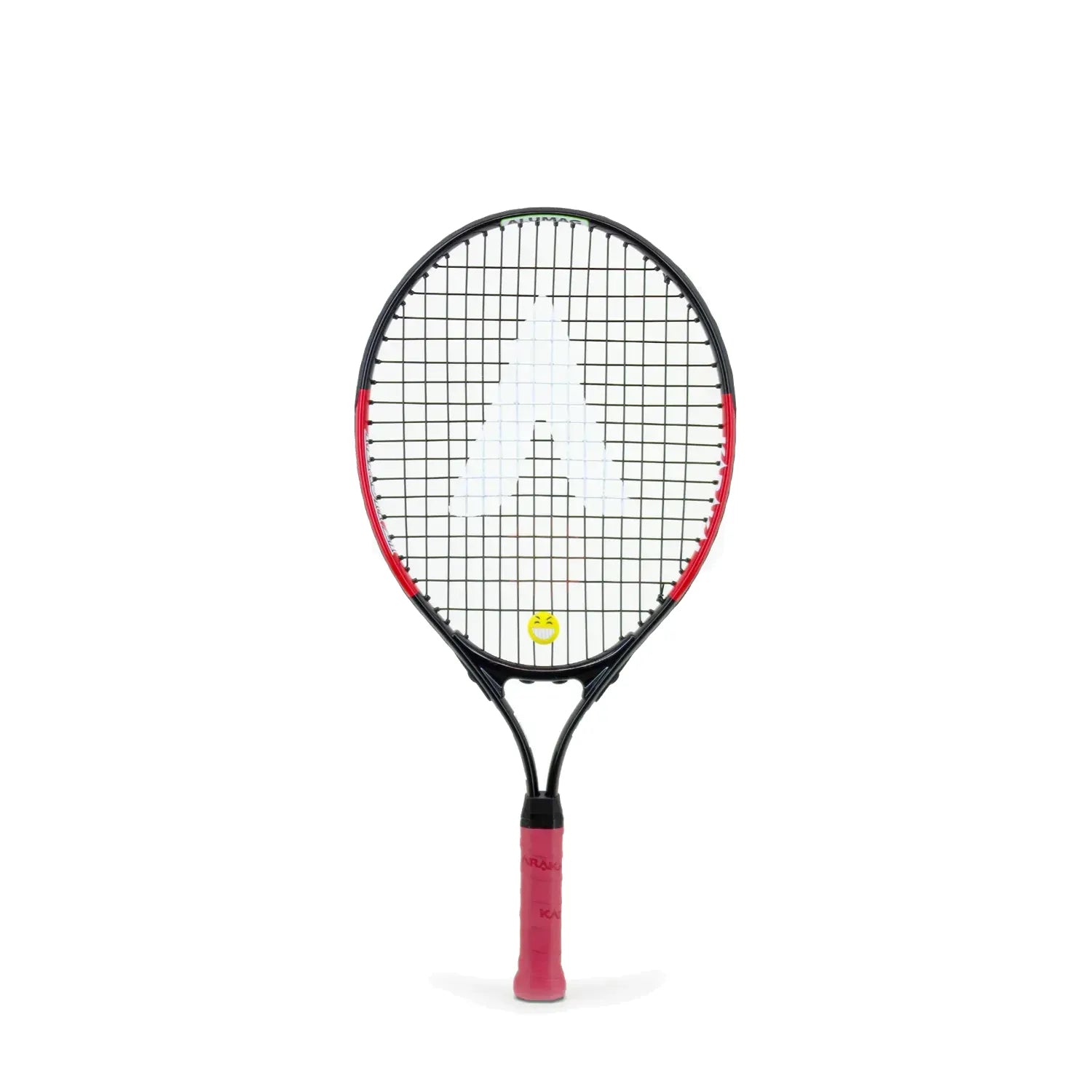 The Karakal Flash Junior Tennis Racket by Karakal features a black frame with red accents, a red grip, and a white "A" design on the strings, shown against a plain white background.