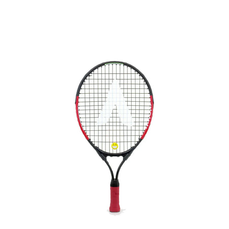 The Karakal Flash Junior Tennis Racket by Karakal features a red and black frame, black strings, and a red handle—ideal for young players seeking a quality junior tennis racket.