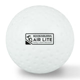 The Kookaburra Air Lite Dimple Hockey Ball White is a lightweight, dimpled training ball from Kookaburra, featuring a classic white design and black and white label—ideal for hockey practice.
